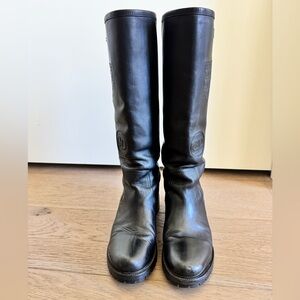Dior used Black Leather Knee-High Boots size 39.5 with some small scratches